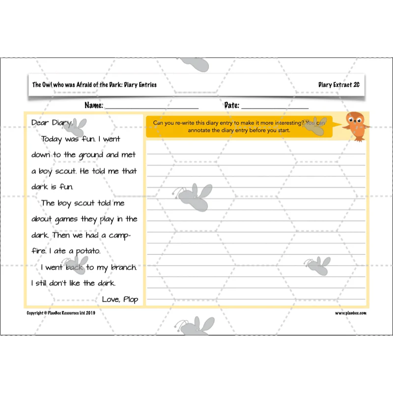 FREE Mini-scheme: The Owl Who was Afraid of the Dark: Diary Entries - Image 10