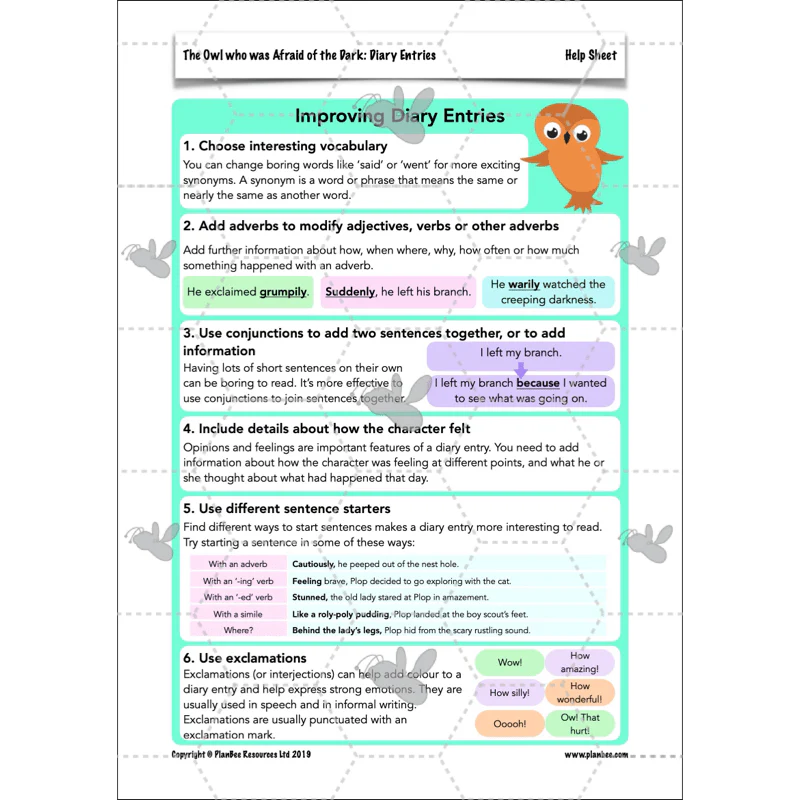 FREE Mini-scheme: The Owl Who was Afraid of the Dark: Diary Entries - Image 27
