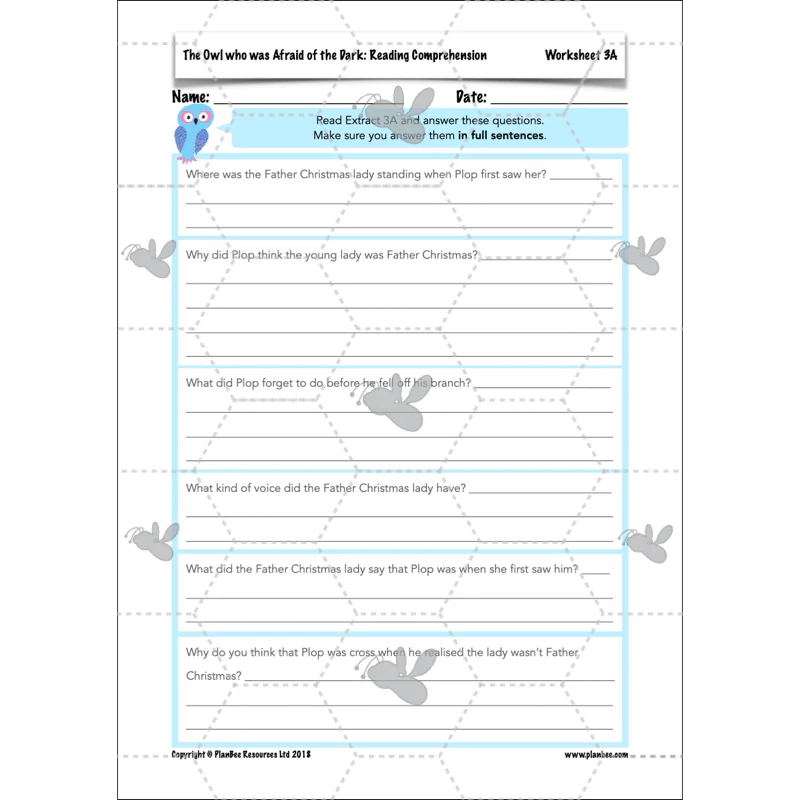 The Owl who was Afraid of the Dark: Reading Comprehension - Image 17