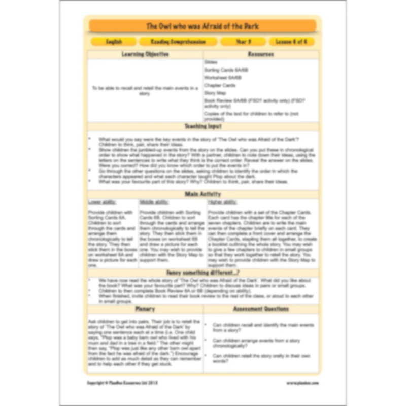 The Owl who was Afraid of the Dark: Reading Comprehension - Image 70