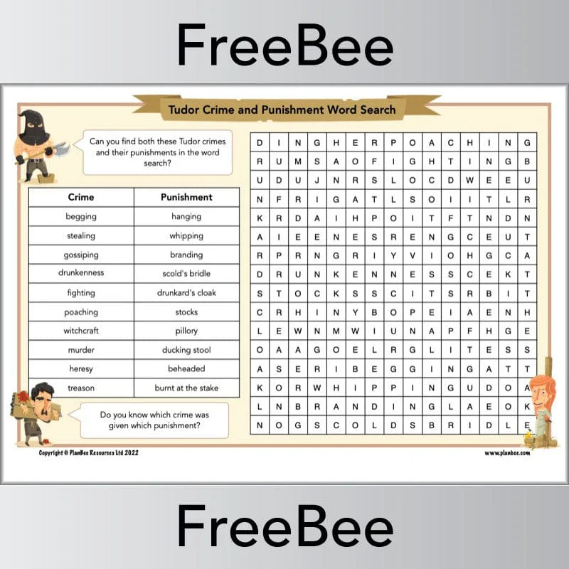 Tudor Crime and Punishment Word Search