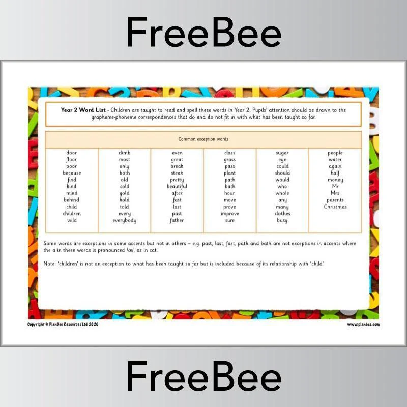 Year 2 Spelling Words List - Image 4