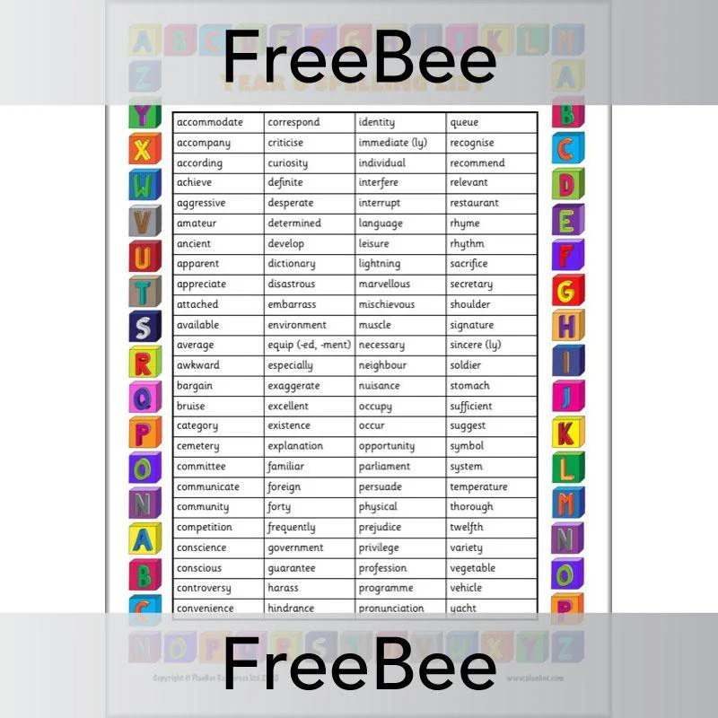 Year 6 Spelling Words List